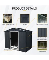 Streamdale Furniture 8ft x 4ft Outdoor Metal Storage Shed with Sliding Door and foundation for Backyard, Patio, Lawn (Black and White)