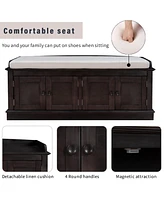 Slickblue Storage Bench with 4 Doors and Adjustable Shelves Versatile Storage Solution for Any Room