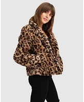 Belle & Bloom Women's Last Call Leopard Faux Fur Jacket