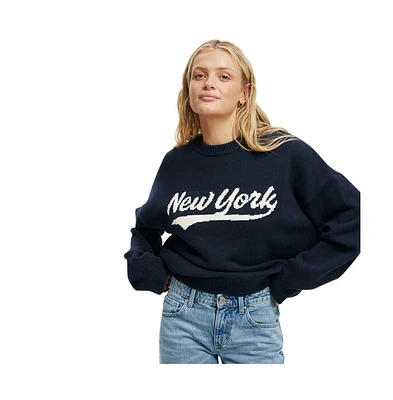 Cotton On Women's Varsity Crew Neck Pullover