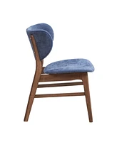 Streamdale Furniture Bevis Side Chair (Set-2), Blue Fabric & Walnut Finish