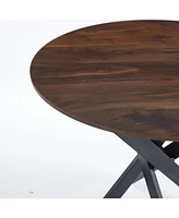 Streamdale Furniture 47.2Inch Round Dinning Table,Office Table,Coffee Table,120X120X75CM,Cross Leg