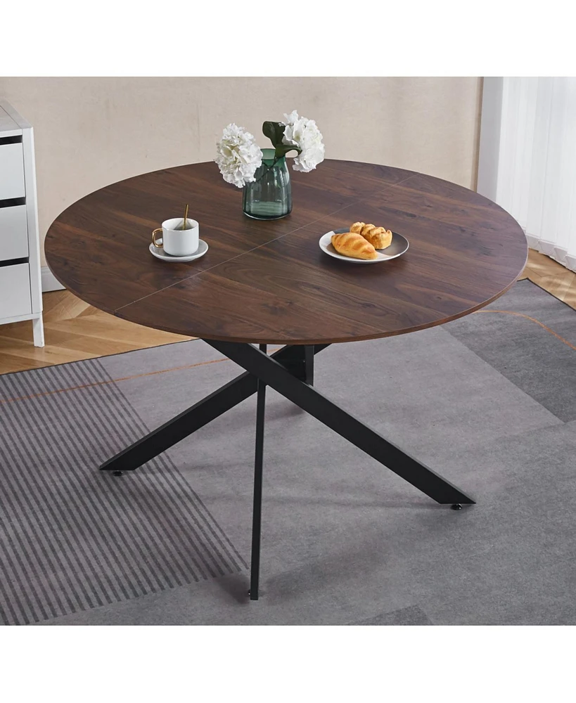 Streamdale Furniture 47.2Inch Round Dinning Table,Office Table,Coffee Table,120X120X75CM,Cross Leg