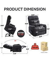 Grey Chenille Dual Motor Infinite Position Up to 350 Lbs Power Lift Recliner Chair with Power-Remote, Heat Massage and Heavy Duty Motion Mechanism