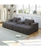 55-inch Chenille Sponge Sofa Lounge Chair,No Assembly Required,Fluffy Modern Sleeper Chair for Indoor Living Room Bedroom