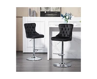 gaomon Velvet Bar Stools Set of 2, Modern Upholstered Bar Chairs