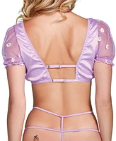 Hauty Women's Sheer Daisy Embroidery Lingerie Set