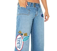Von Dutch Women's Logo Patch Wide-Leg Jeans, Exclusively at Macy's