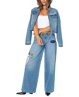 Von Dutch Women's Logo Patch Wide-Leg Jeans