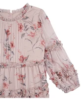 Rare Editions Little Girls Pleated Floral Chiffon Dress