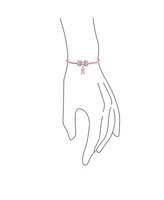 Bling Jewelry Support Breast Cancer Survivor Pink Ribbon Bead Charm Pink Leather Bracelet .925 Silver