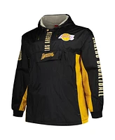 Mitchell & Ness Men's Black Los Angeles Lakers Big Tall Hardwood Classics Team Og 2.0 Anorak Hoodie Quarter-Zip Windbreaker Jacket