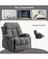 Boyel Living Swinging Velvet Recliner Massage Heated Sofa with Usb and Cup Holder