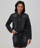 Frye Women's Cropped Cut-Off Button-Front Denim Jacket