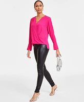 I.n.c. International Concepts Women's Surplice Long-Sleeve Blouse, Exclusively at Macy's