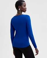 I.n.c. International Concepts Women's Crewneck Ruched Front Long-Sleeve Top, Exclusively at Macy's