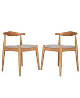 Slickblue Set of 2 Mid Century Dining Chairs – Wooden Armchairs with Faux Leather Cushions for Timeless Style