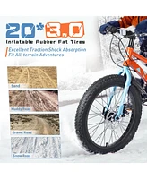 20 Inch Kids Bicycles, Fat Tire Mountain Bike for Boys and Girls Age 5 + Years, Dual-Disc Brake, Shimano 7-Speed