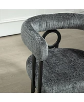 Contemporary Designed Chenille Fabric Upholstered Accent/Dining Chair/Barrel Side Chairs Kitchen Armchair for Living Room set of 1 ( Chenille
