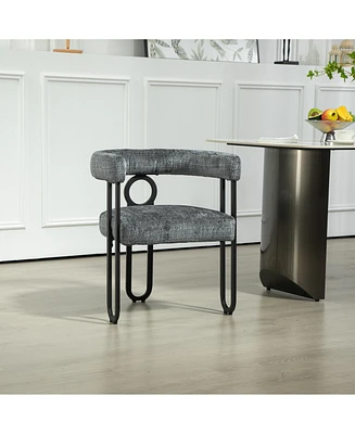 Contemporary Designed Chenille Fabric Upholstered Accent/Dining Chair/Barrel Side Chairs Kitchen Armchair for Living Room set of 1 ( Chenille