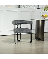 Contemporary Designed Chenille Fabric Upholstered Accent/Dining Chair/Barrel Side Chairs Kitchen Armchair for Living Room set of 1 ( Chenille