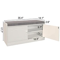 Shoe Storage Bench with 2 Door Cabinet, Entryway Bench with Shoe Storage, Shoe Bench with Cushion, Adjustable Shelves, Shoe Rack Bench for Entrance, H
