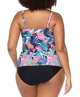 Raisins Curve Trendy Plus Size Aries Underwire Tankini Top Costa Ruched Bikini Bottoms