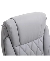 Vinsetto High Back 360 Swivel Ergonomic Home Office Chair with Flip Up Arms, Faux Leather Computer Desk Rocking Chair, Grey