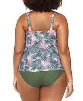 Raisins Curve Trendy Plus Size Rimini Printed Tankini Top Costa Ruched Bikini Bottoms