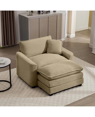 Streamdale Furniture Comfortable Single Chair Deep Seat Sofa With Footstool With One Pillow, Suitable for Living Room and Bedroom, Club Multiple Occas