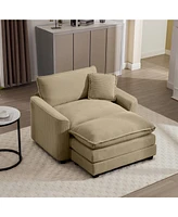 Streamdale Furniture Comfortable Single Chair Deep Seat Sofa With Footstool With One Pillow, Suitable for Living Room and Bedroom, Club Multiple Occas