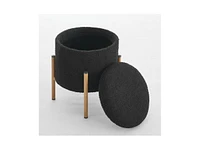 Streamdale Furniture Modern Round Storage Ottoman, Ottoman Foot Stools With Metal Base