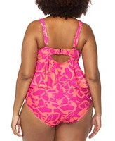 Raisins Curve Trendy Plus Size Topanga Underwire Tankini Top Island Tummy Control Bikini Bottoms