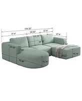 Streamdale Furniture Modular Sectional Sofa Sleeper Couch, Sectional Sofa with Chaise and Ottoman