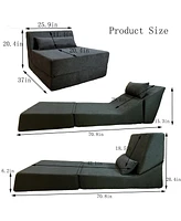 Streamdale Furniture Three in one folding sofa, convertible bed, easy to carry outdoors, suitable for living room, bedroom, lounge, outdoor (Dark Grey