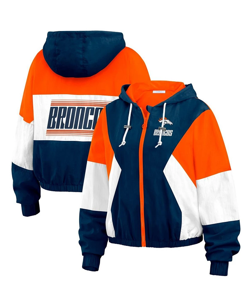 Wear by Erin Andrews Women's Royal Denver Broncos Color Block Full-zip Windbreaker Jacket