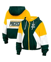 Wear by Erin Andrews Women's Green Bay Packers Color Block Full-zip Windbreaker Jacket