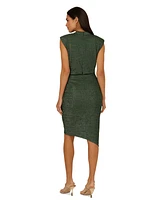Adrianna by Papell Women's Metallic-Knit Mock-Neck Sheath Dress