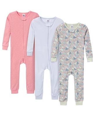 Baby Girls' Snug Fit Footless Pajamas, 3-Pack