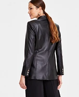 I.n.c. International Concepts Women's Faux-Leather Single-Breasted Blazer, Exclusively at Macy's