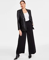 I.n.c. International Concepts Women's Faux-Leather Single-Breasted Blazer, Exclusively at Macy's