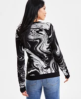 I.n.c. International Concepts Women's Marble Jacquard Sweater, Exclusively at Macy's