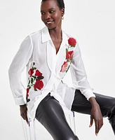 I.n.c. International Concepts Women's Rose-Print Blouse, Exclusively at Macy's