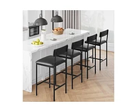 gaomon Bar Stools Set of 4, Kitchen Bar Stools with Footrest, 25.5 Inches Upholstered Bar Chairs with Back, 4 Counter Height Barstools for Counter Bar