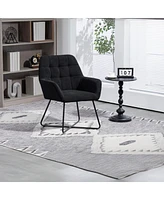 Streamdale Furniture Modern Velvet Desk Chair Swirl Office Chair with adjustable foot nails,Comfy Computer Task Chair Metal Legs Upholstered Accent Ar