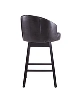 33.25" Swivel Counter Stools Set of 2, Upholstered Counter Height Bar Stools with Solid Rubber Wood Frame, Backrest, Footrest, Armless Barstools