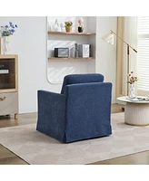 29.92'' Swivel Accent Chair, Upholstered Skirted Swivel Chair with Removable Back Cushion, 360 Degree Comfy Armchair for Living Room, Nursery, Lounge