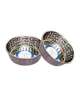 Country Living Set of 2 Hammered Stainless Steel Dog Bowls – Textured, Durable, Stylish & Functional