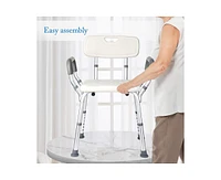 gaomon Shower Seat, Adjustable Height Shower Chair, with Padded Armrests and Back, Inside Shower Seat Support 350 Lb Capacity