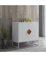 Slickblue Solid Wood Sideboard with Square Handles - Two-Door Storage Cabinet for Stylish Organization